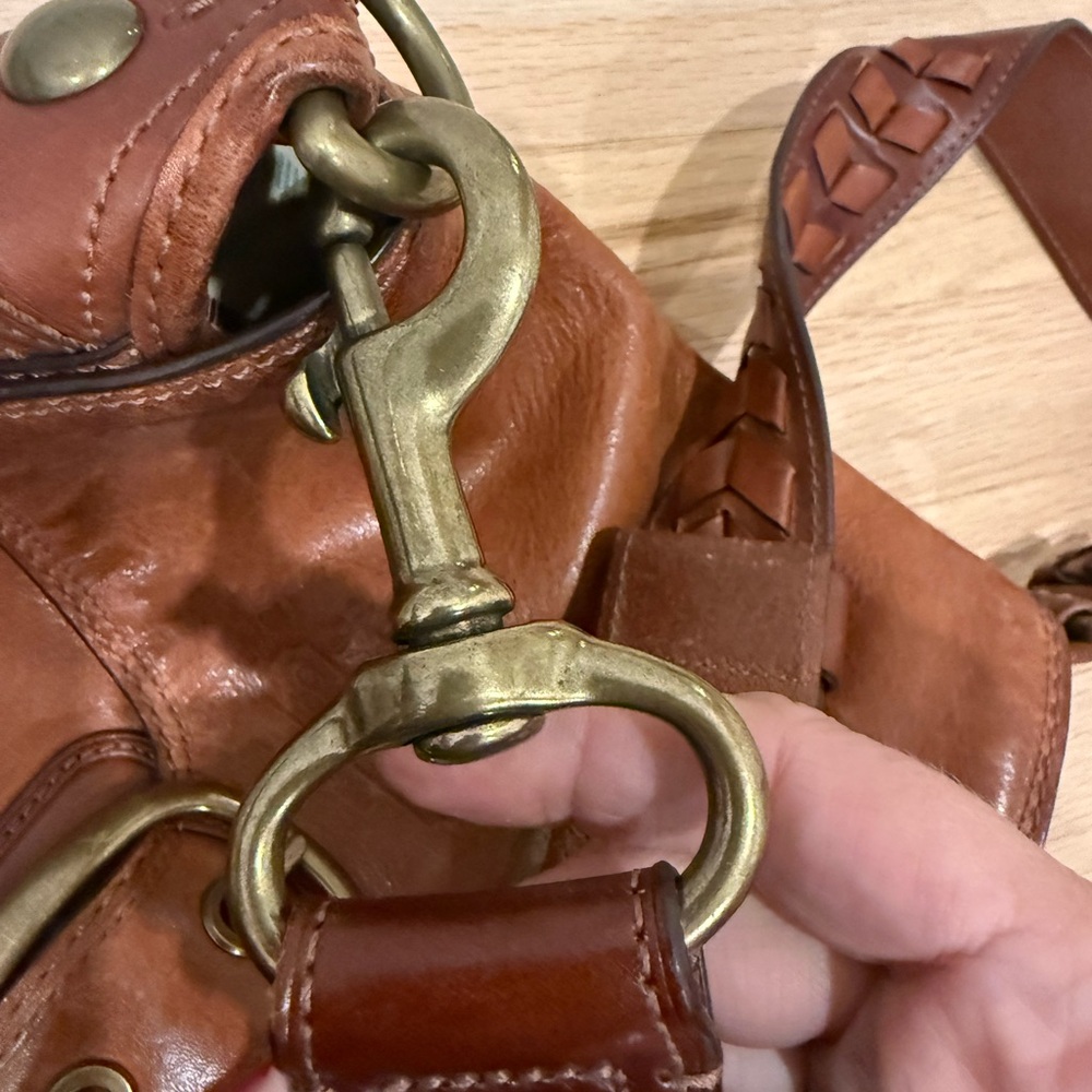 Coach Becker Legacy Tattersall Leather Buckle Shoulder Bag in Whiskey - Picture 7 of 11